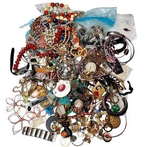 Junk Drawer Craft Lot of Earrings Beads Bracelets Necklaces Vtg 4+ lbs